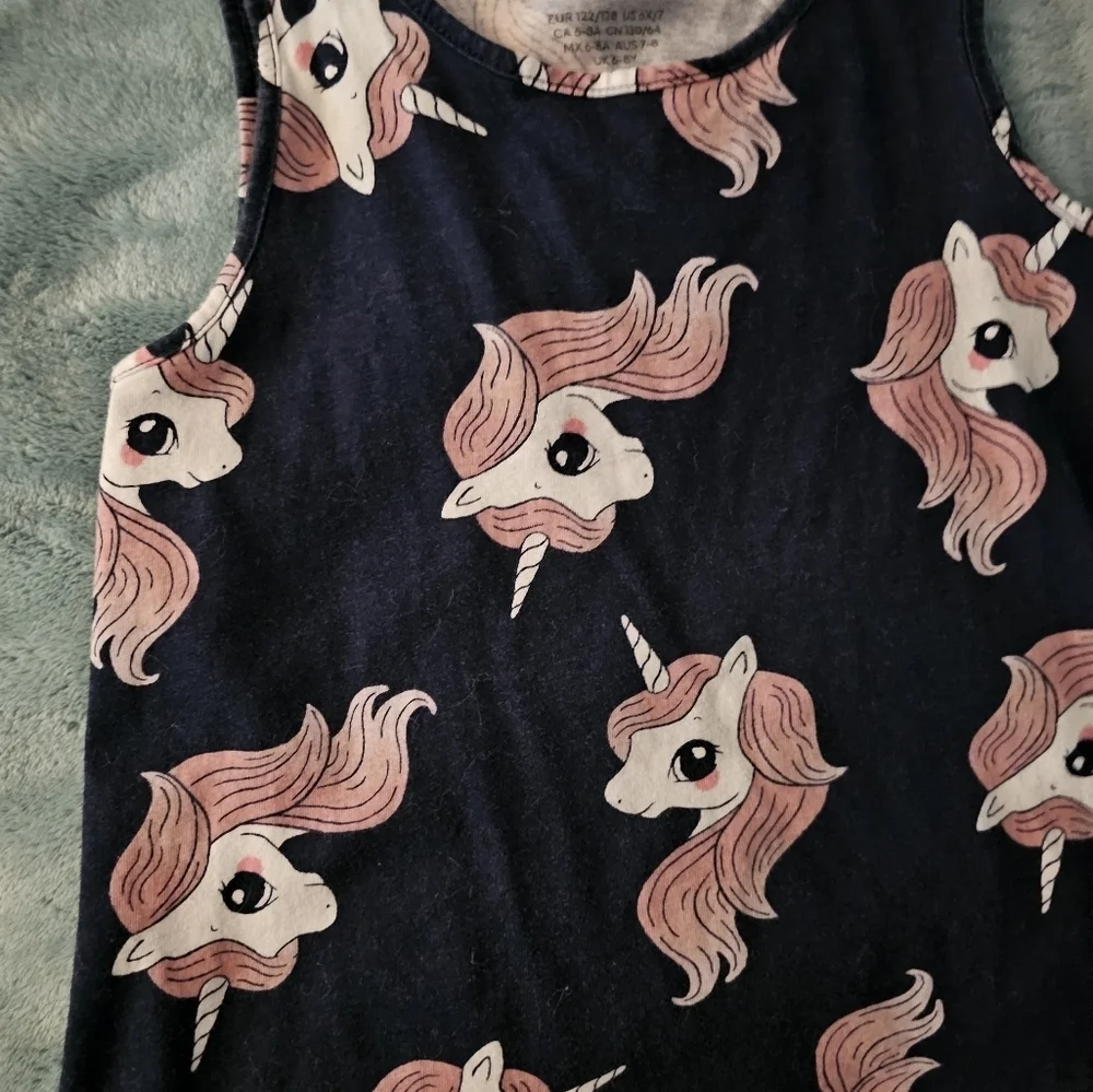 H&M Navy Dress with Pink Unicorn Print